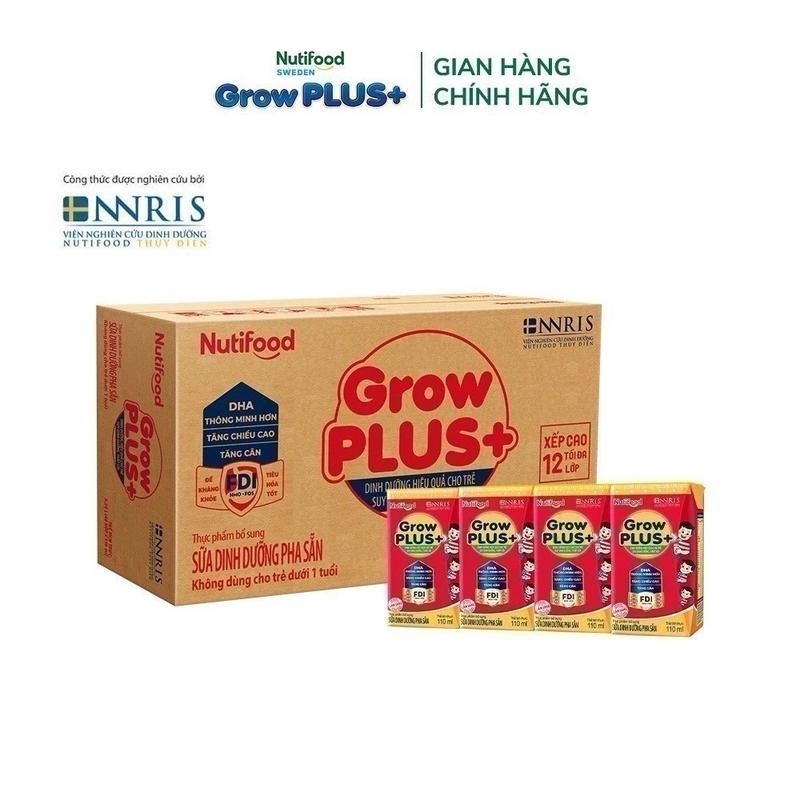 1 thùng (48 hộp) Sữa pha sẵn grow plus đỏ 110ml cho bé chậm phát triển sữa grow plus trắng cao năng lượng
