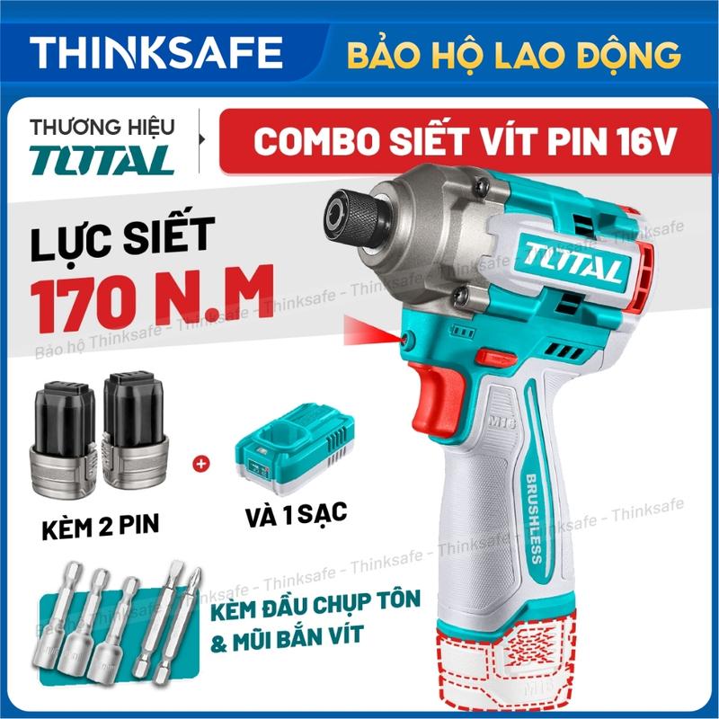  Máy siết vít dùng pin 16V TOTAL TIRLI16178 Máy bắn vít lực siết 170Nm Chuyên vít không chổi than 