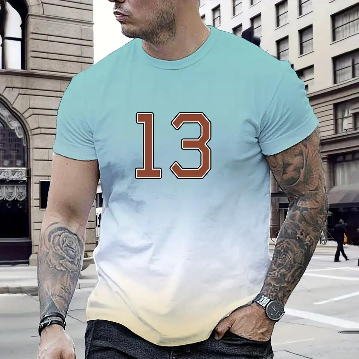 Vintage Minimalist Letters Summer Men's Comfortable, Breathable, Casual Fashion T-Shirt, Men's Outdoor Streetwear  (Size Optional)