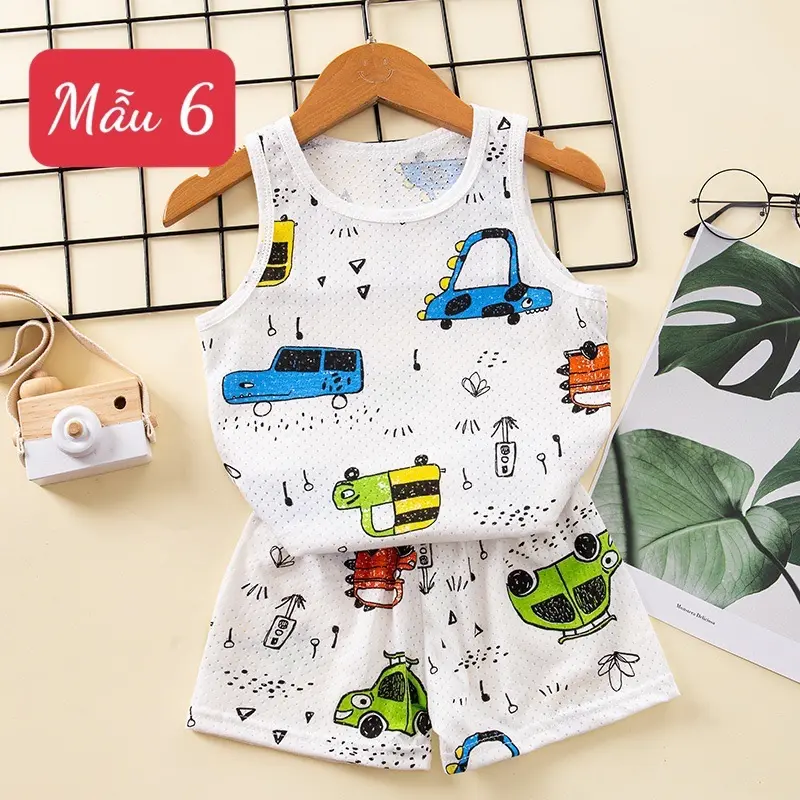 Set áo ba lỗ mùa hè cho các bé chất liệu cotton có lỗ thông thoáng