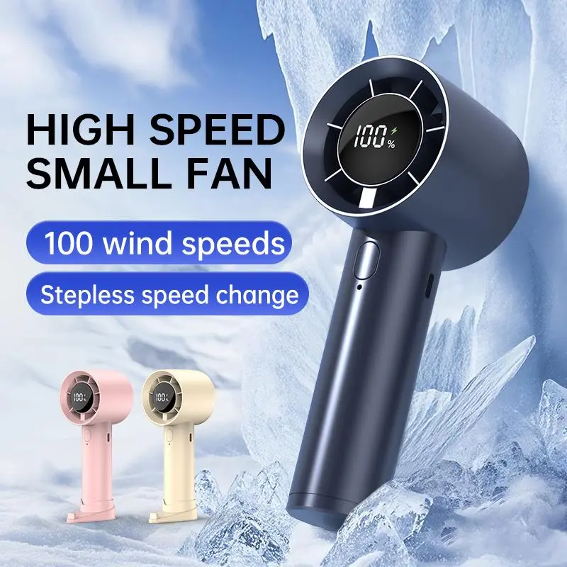 Portable Handheld Fan, 100 Speed Wind Control Rechargeable Fan with Digital Display, Suitable for Indoor and Outdoor Use, Summer Must-have 2