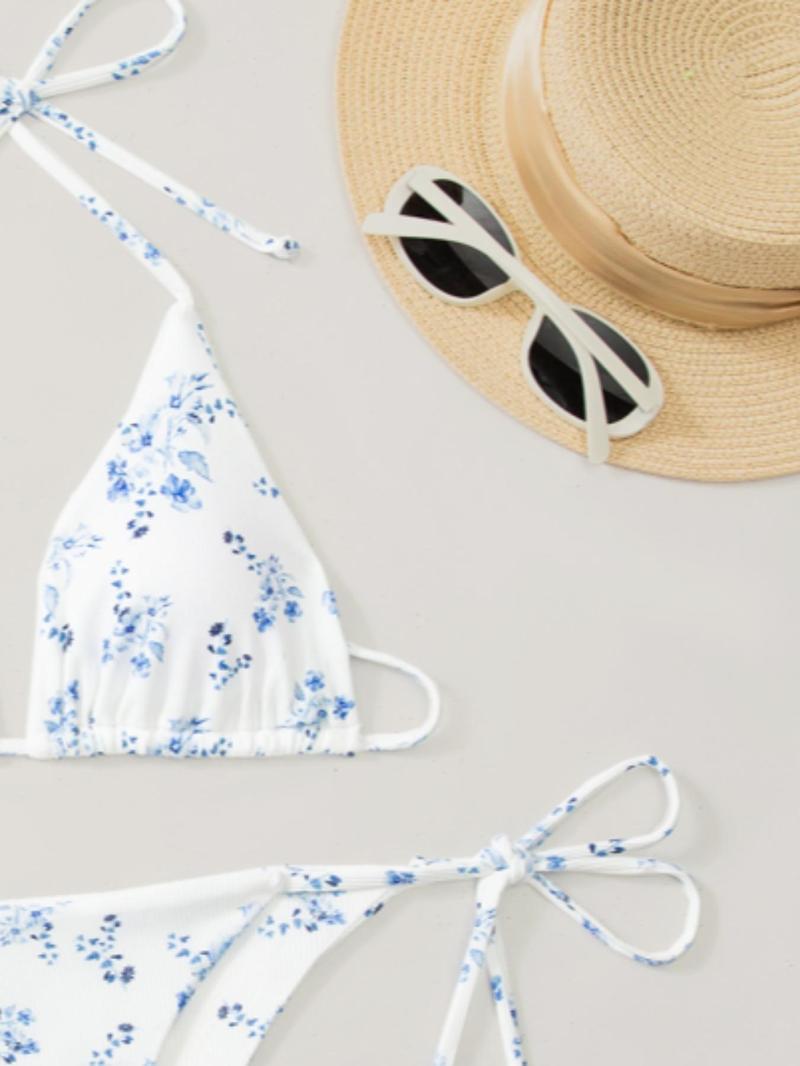 Product Introduction of Women's Floral Print Bikini Set, Casual Fashion Chic Swimsuit Set for Beach Holiday Vacation, Ladies Swimwear for All Seasons 4
