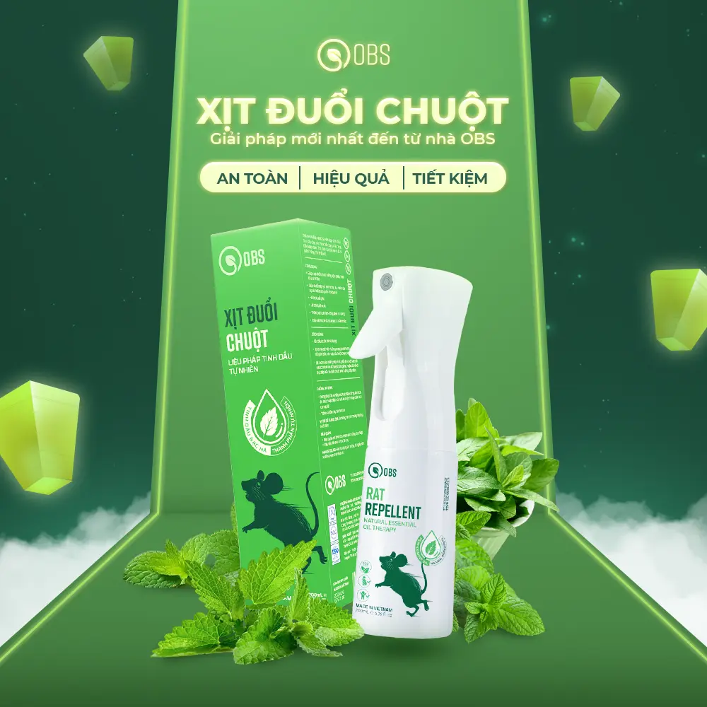 Bình Xịt Đuổi Chuột Và Côn Trùng OBS Bằng Liệu Pháp Tinh Dầu Thiên Nhiên 200ml - Đuổi Chuột Ra Khỏi Nhà, Xe Ô Tô - An Toàn Cho Con Người Và Động Vật