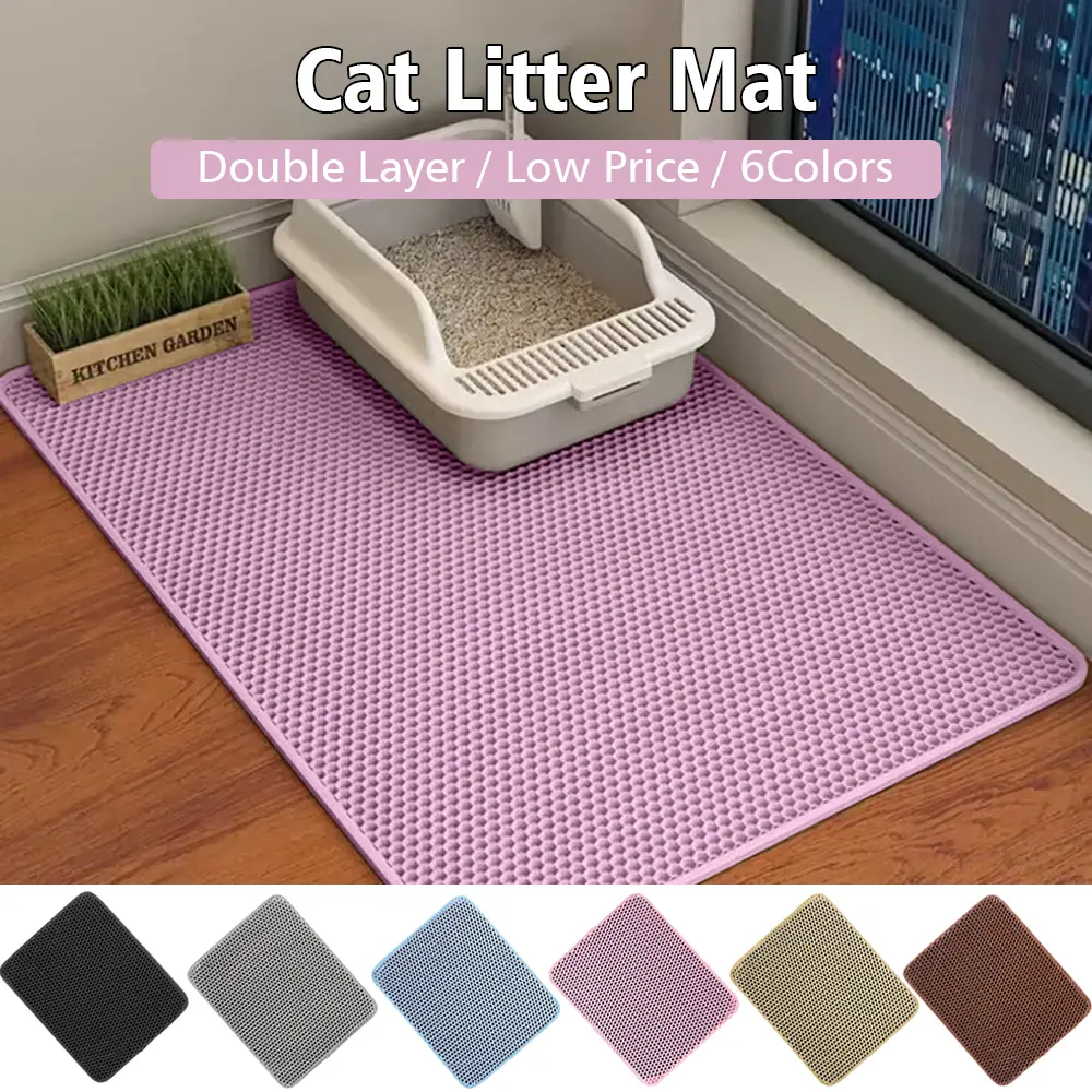 Cat Litter Mat EVA Double-Layer Cat Mat Pet Litter Mat Anti Slip Waterproof Cat Litter Trapper