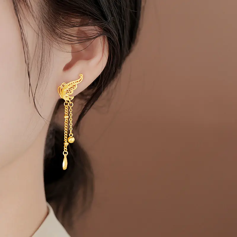 Hoa Tai Bướm, Thiết Kế Mới, Thanh Lịch, Đồng Thau Mạ Vàng, Chống Xỉn Màu, Hoàn Hảo Cho Trang Phục Ngày Lễ 2