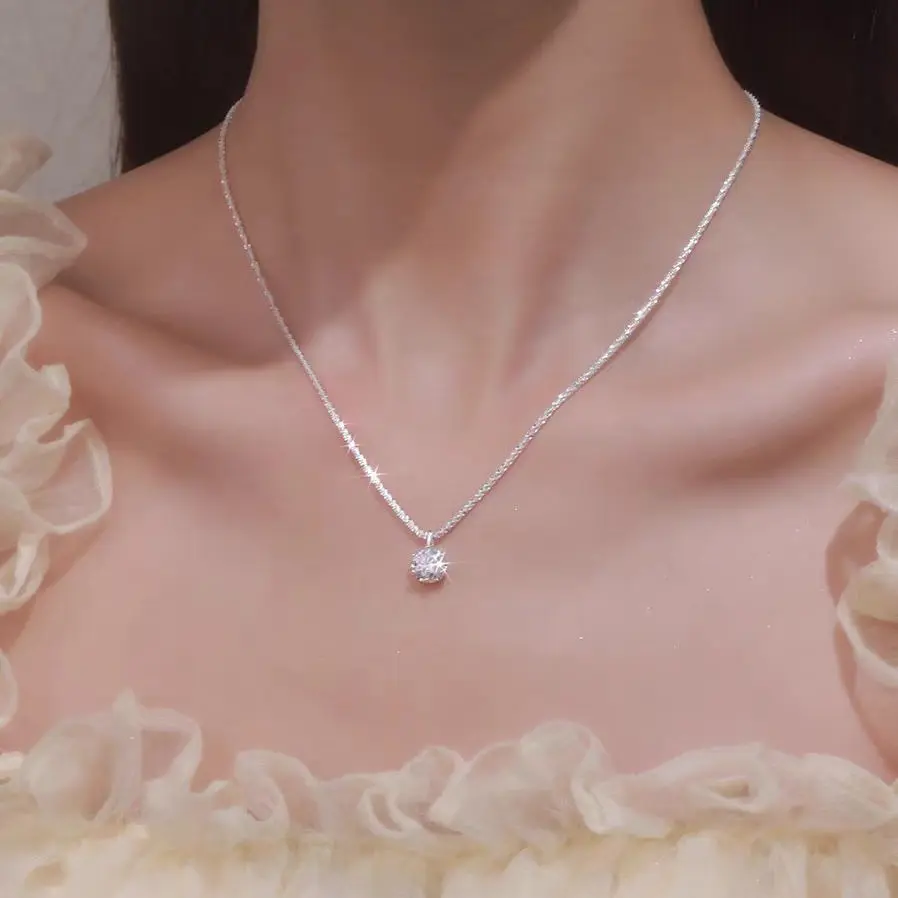 Vòng Cổ Lấp Lánh, Chất Liệu S925, Dành Cho Nữ, Thiết Kế Độc Đáo Kim Cương Xanh Phong Cách Mori, Nhẹ Nhàng Và Thanh Lịch, Dễ Phối Đồ Phong Cách Ngầu Xương Đòn Đầy Sao