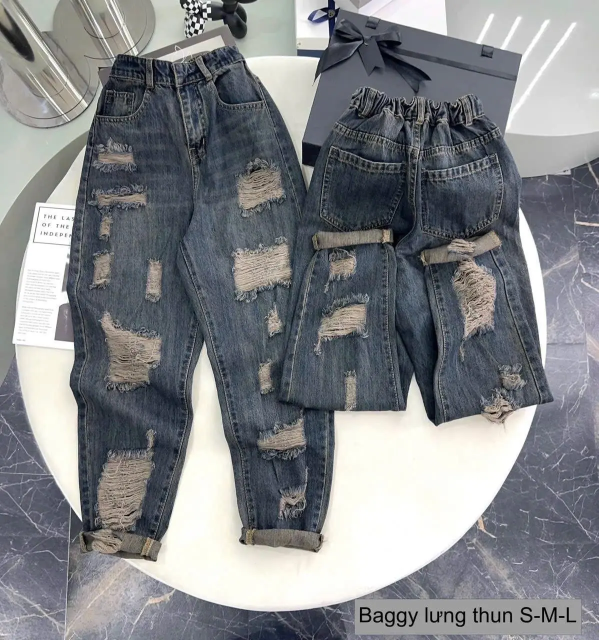 [LSN]Quần Jean Baggy Nữ Rách Toàn Thân / Lê Sĩ Ngoan
