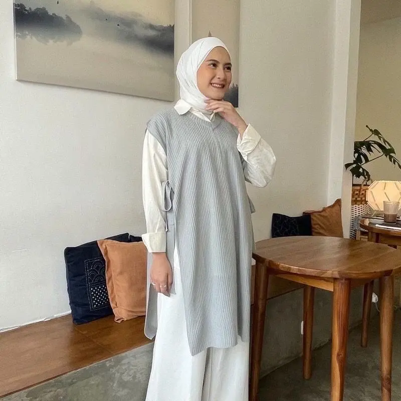 Rompi Tali Long Tunik Rajut Wanita Premium | Atasan Wanita Panjang 2
