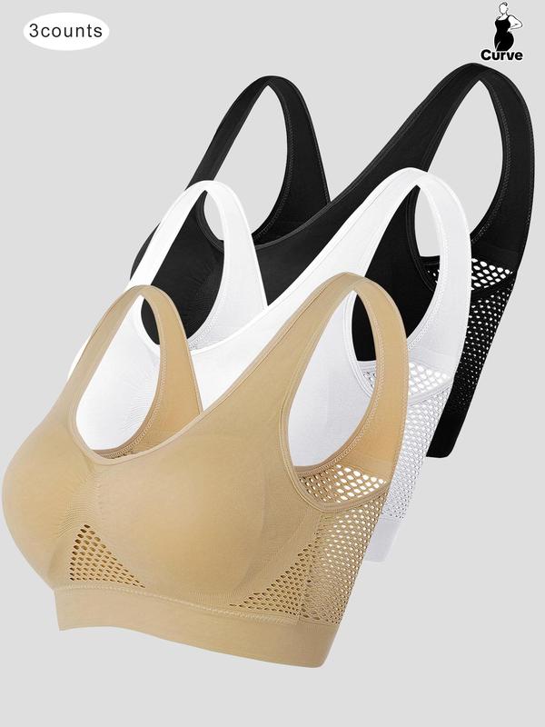 Plus Size Push Up Bra, Women's Breathable Comfortable Wireless Bra for All Seasons, Hollow Out Mesh Plus Size Bra for Women 5