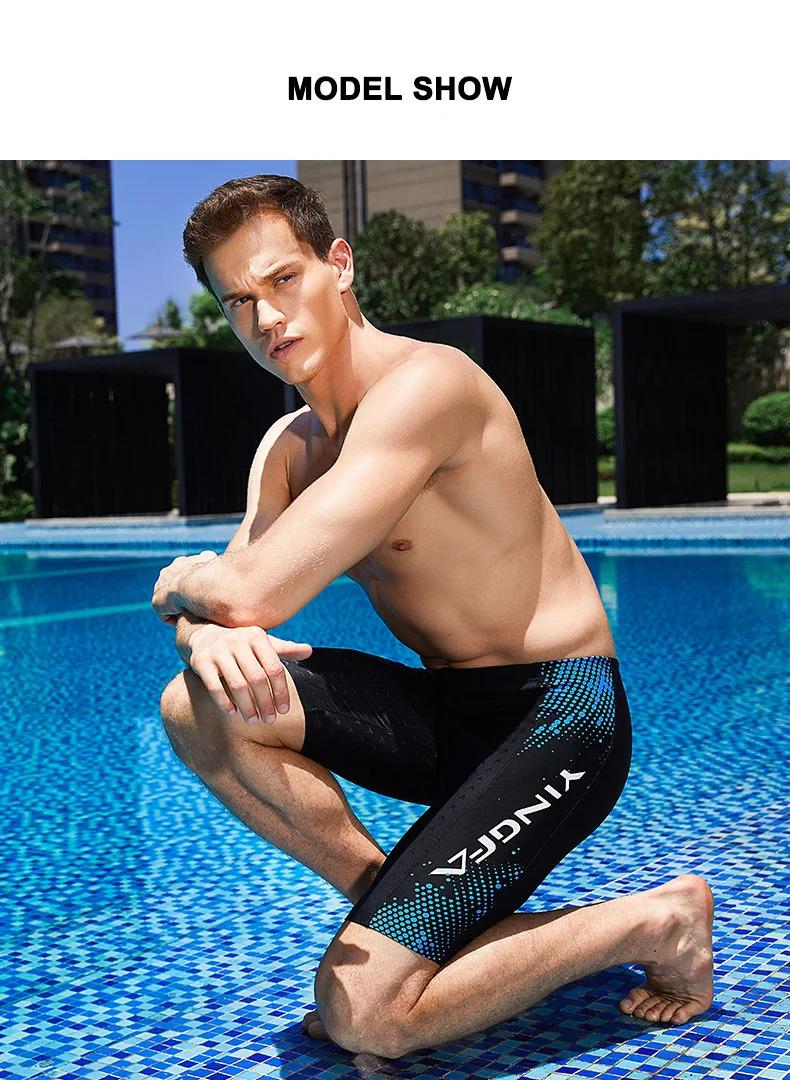MenTraining Swimming Trunk Sharkskin Swimming Jammer Professional Competitive Beach Shorts Racing Quick-drying Anti-chlorine Boys Competitive Swimsuit_voghion.com