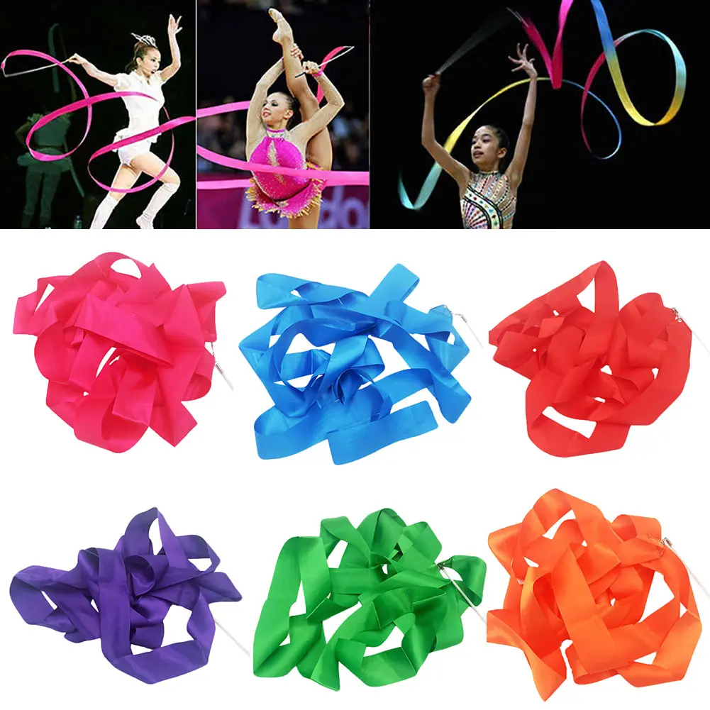 4M Dance Ribbon Strip Gym Rhythmic Art Gymnastic Ballet Streamer Twirling Rod