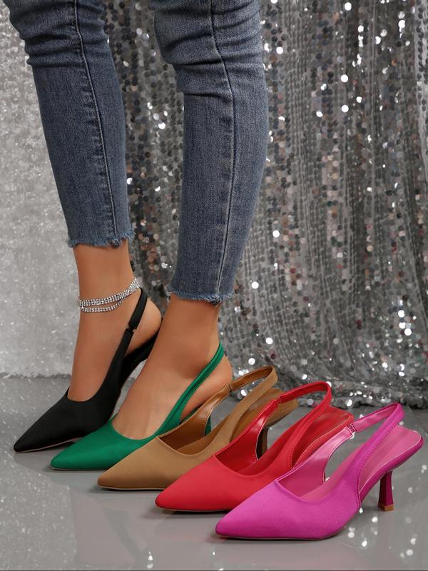 Women's Elegant Solid Color Comfortable  High Heel Sandals, Fashionable Pointed Toe Sandals for Party, Daily Clothing Decor for Women & Girls, Walking Shoes 7