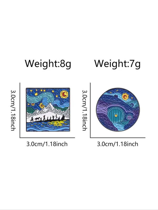 Creative Starry Sky Pattern Brooch, Cute Cartoon Badge for Daily Clothing Decor, Trendy All-match & Exquisite Brooch for Birthday Gift 1