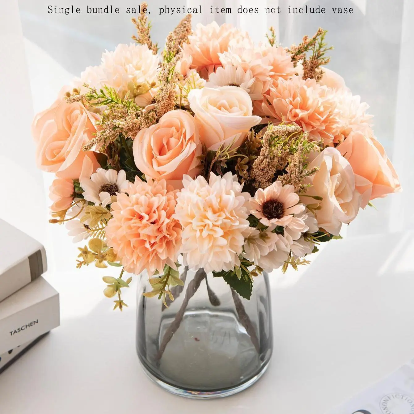 Artificial Flower Bouquet for Home Decor, Faux Rose & Peony Bouquet, Decorative Dahlia Flowers For Home And Wedding Party, Spring Decor 2024, Valentine's Day Gift, Room Decor