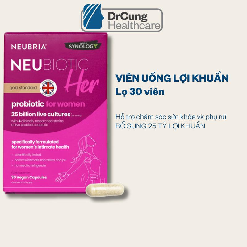 ID3  NEUBRIA NEUBIOTIC HER HỘP 30 VIÊN- MEN VI SINH BỔ SUNG LỢI KHUẨN HỖ TRỢ CHĂM SÓC SỨC KHỎE CHO PHỤ NỮ