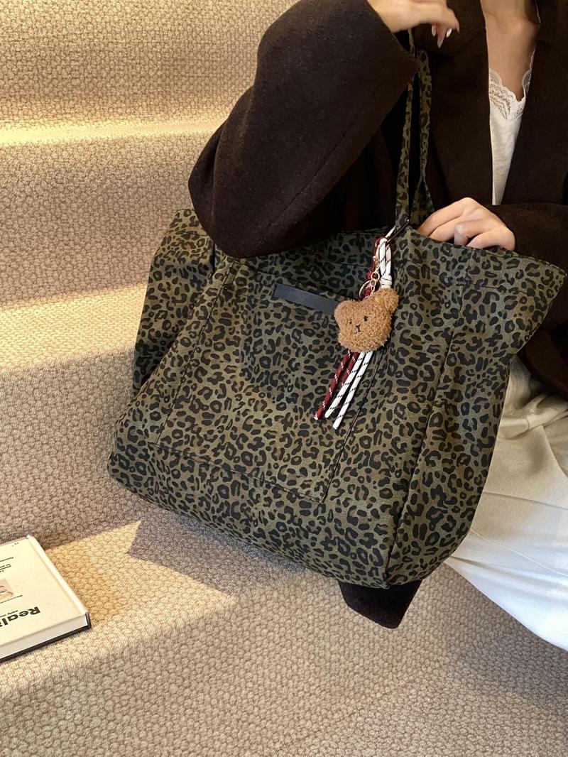 Product Introduction of Women's Fashion Leopard Pattern Tote Bag, Large Capacity Shoulder Bag for Daily Used, Casual Trendy Versatile High-quality Daily Commuting Bag, Girl Fashionable Bag 6
