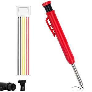 Carpenter Pencil with Refill, Long Head Deep Hole Mechanical Pencil Marker, Hand Tool Accessories for Construction & Woodworking