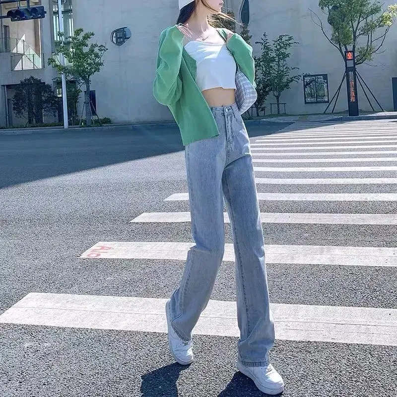 Kulot Jeans Wanita Highwaist Premium Polos Gaya Korea Style Kekinian Viral Terbaru Boyfriend Jeans High Waist Model Korea Style Highwaist Kulot Jeans Wanita Loose 1