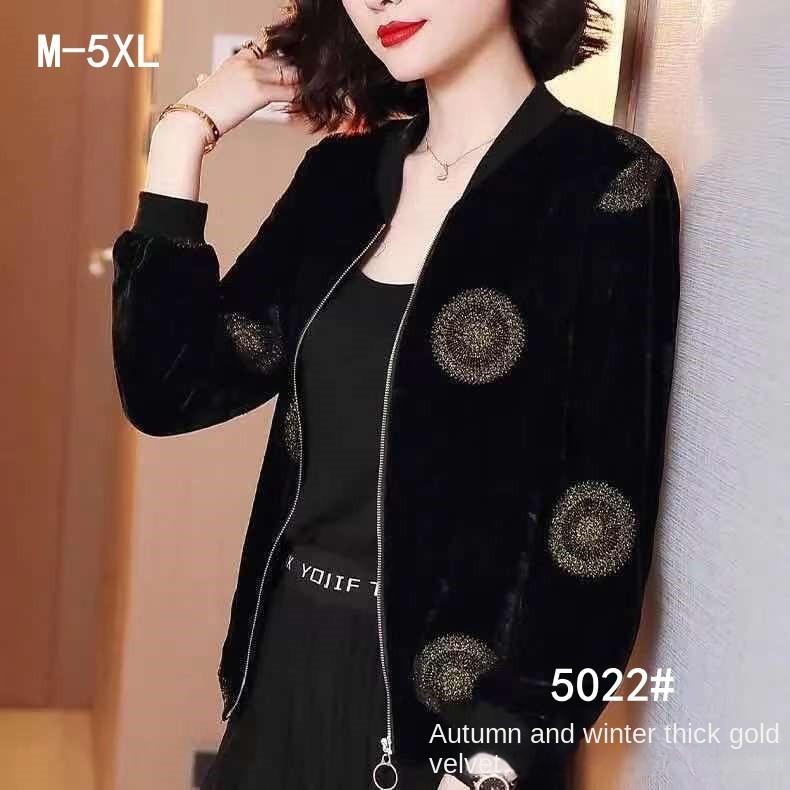 Product Introduction of Golden Velvet Short Jackets Autumn and Winter Fashion Women's Clothing 9