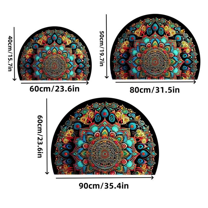 Product Introduction of Boho Style Mandala Pattern Bathroom Mat, 1 Count Non-slip Soft Absorbent Rug, Decorative Door Mat for Home Bathroom Living Room Bedroom 1