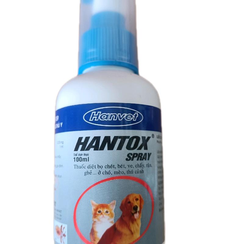 Xịt diệt côn trùng HANTOX 100ml cho mạc gà ve bọ chét chó mèo