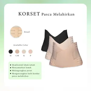 KORSET Wanita Pelangsing Pasca Melahirkan Tubuh Ideal Double Perekat Hitam Perut Sabuk Ibu Hamil Belt