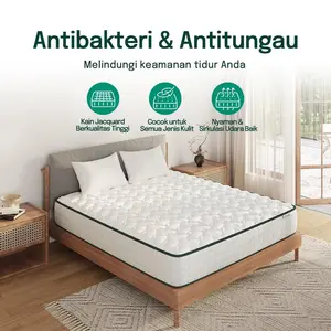 MossWood Kasur Springbed Hotel Premium Anti Goyang Tahan Lama 20cm High Density Anti Air Bonus Bantal Gratis COD - 90 x 200 x 20 cm