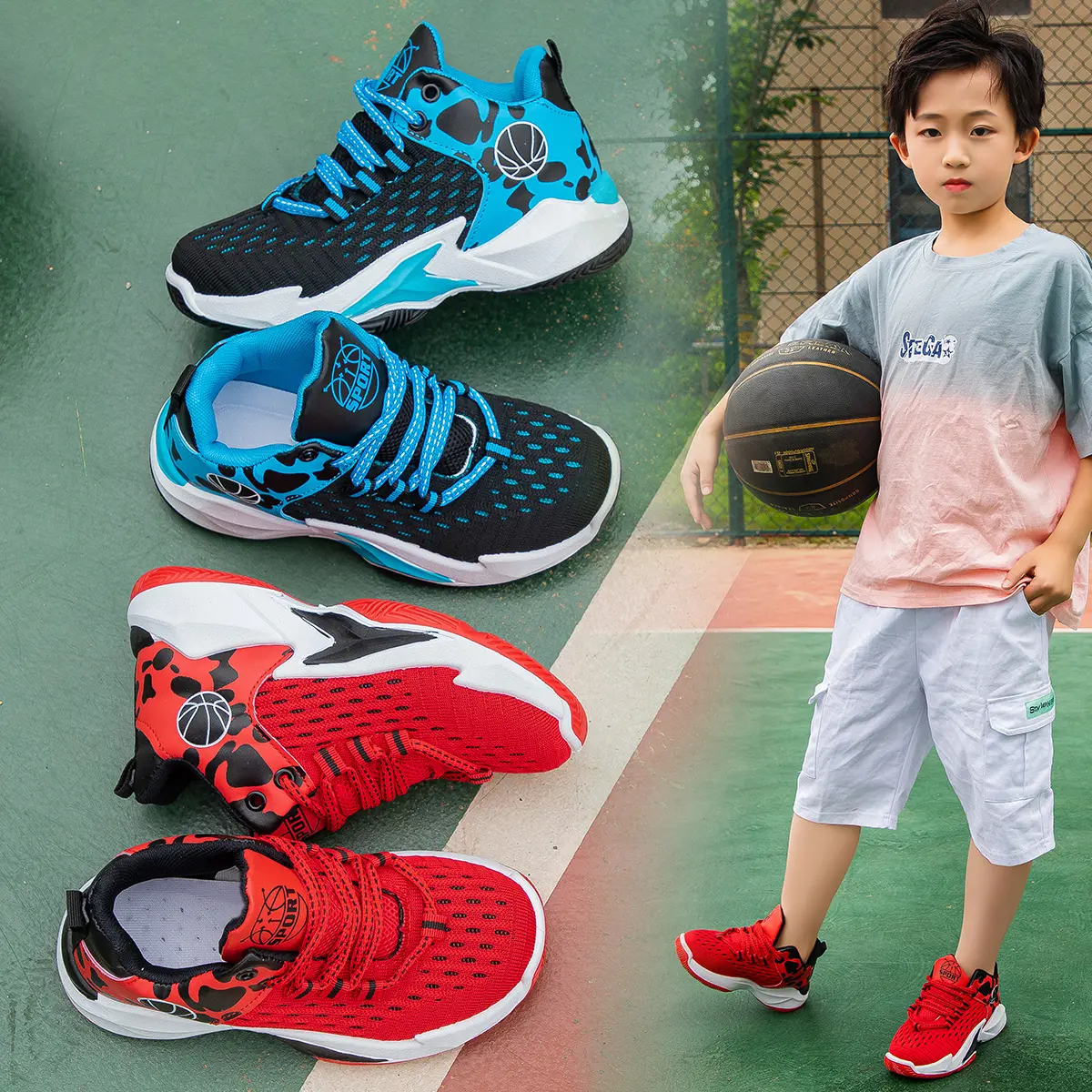 ABC kids shoes rubber high top basketball shoes for boy braided sneakers for kids teens size 29-40 Unisex