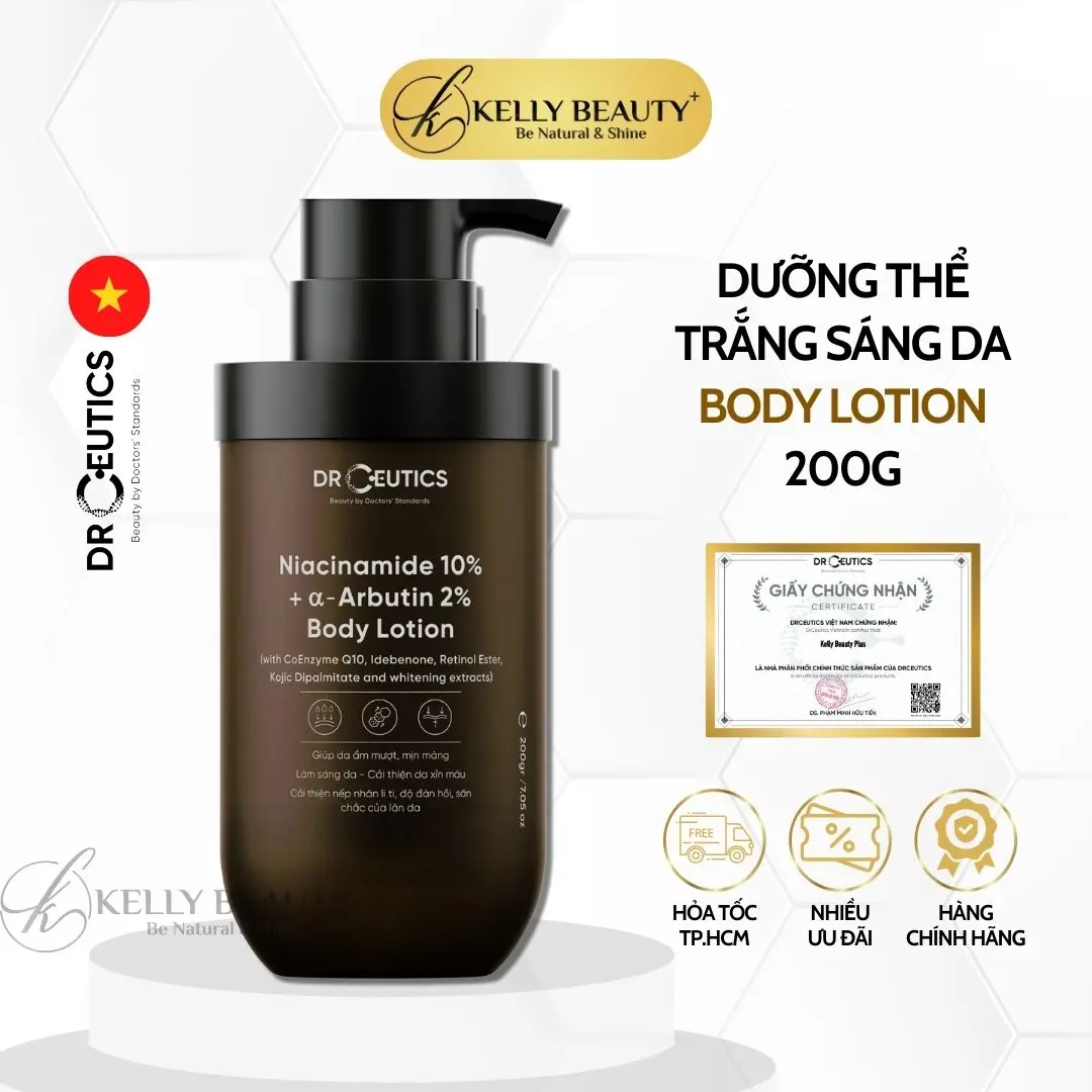 Sữa Dưỡng Thể DrCeutics Niacinamide 10% + Alpha Arbutin 2% Body Lotion | Kelly Beauty
