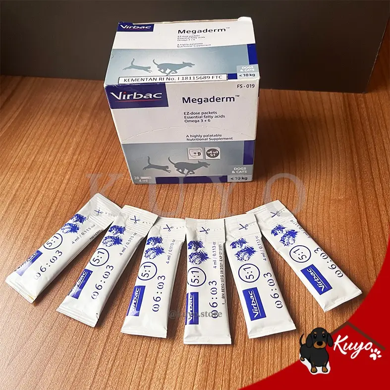 Virbac Megaderm 4ml Sachet Vitamin Bulu Hewan Anjing Kucing Suplemen