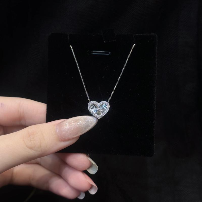 [ HOÀNG PHÁT LIVE ] Trang Sức Dây Chuyền Bạc Ý 925 4T5 (45CM) Mì Hộp Mảnh Phối Mặt Tim Xỏ Lồng Chạm Máy Xi Kim (P127)