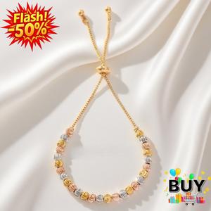 สร้อยข้อมือลูกปัด ชุบทอง 18K สำหรับผู้หญิง สง่างาม และเรียบง่าย สีทองและสีเงิน ของขวัญเครื่องประดับสุดวิจิตร เหมาะสำหรับทุกวัย ผู้หญิง น่ารัก