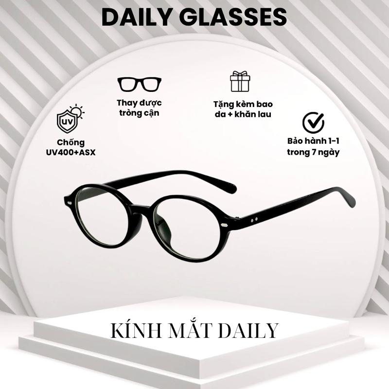 Kính mắt Daily-KM94-Dáng Oval trend y2k yêu thích,chất liệu nhựa Cao cấp,chống UV và ánh sáng xanh phù hợp với mặt nhỏ