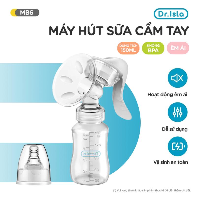   DR.ISLA  Bình Hút Sữa Không Dây Cầm Tay Dr Isla MB6 Dung Tích 150ml Không Chứa BPA - Hàng Chính Hãng bơm đôi vú pin máy 