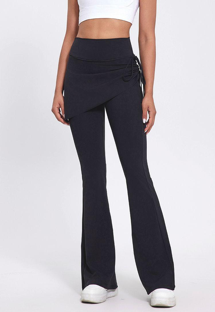 Product Introduction of 2024 Autumn and Winter New Fake Two-Piece Yoga Bell-Bottom Pants Women's Anti-Exposure High Waist Hip Lift Skinny Slimming Sports Culottes Womenswear Lingerie Comfort Basic 20