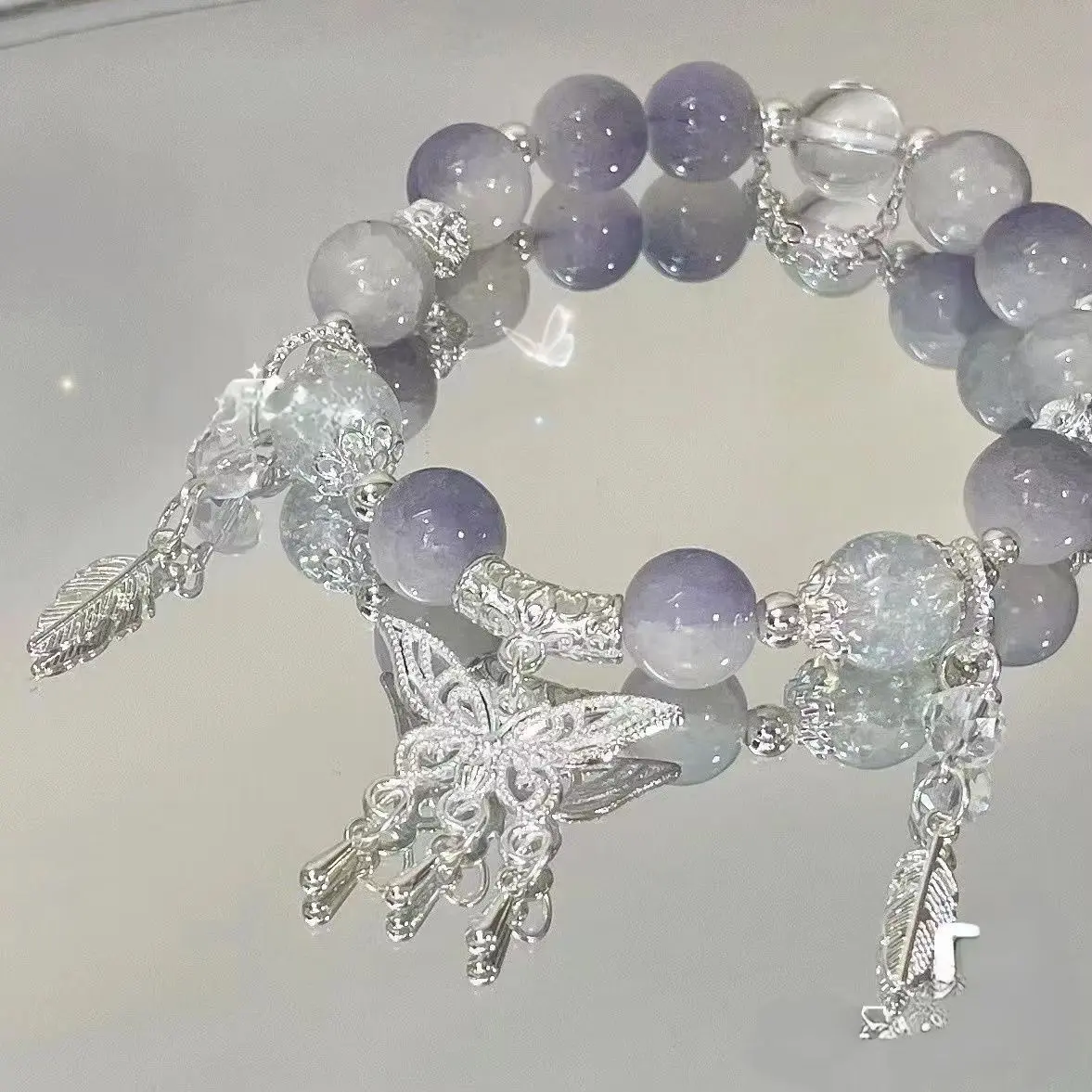 Cracked Floral Butterfly Bracelet - Chinese Style Fairy-like Butterfly Jewelry, Perfect Birthday Gift for Best Friend
