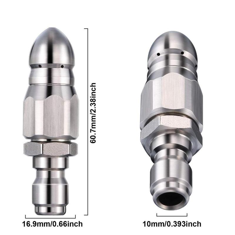 Product Introduction of Sewer Jetter Nozzle for Pressure Washer 5000 PSI Stainless Steel Drain Cleaning Nozzle Tips Kit for Drain Jetting Hose 0