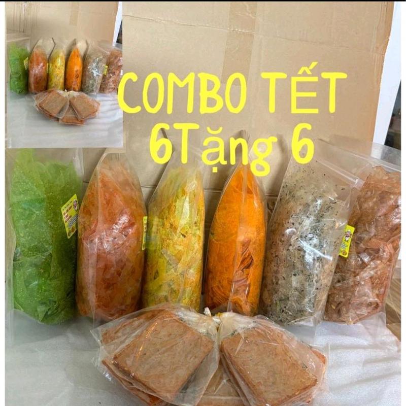 Combo 6 Bịch Tặng 6 gói ngẫu nhiên- 1 Phô mai lá tôm+ 1 sợi Lá dứa+ 1 sợi Tôm+ 1 Sợi Rông Biển+ 1 Sợi siêu cay+ 1 Sợi Ngũ Sắc ( mỗi gói 250gr ( Ăn vặt Thùy Như