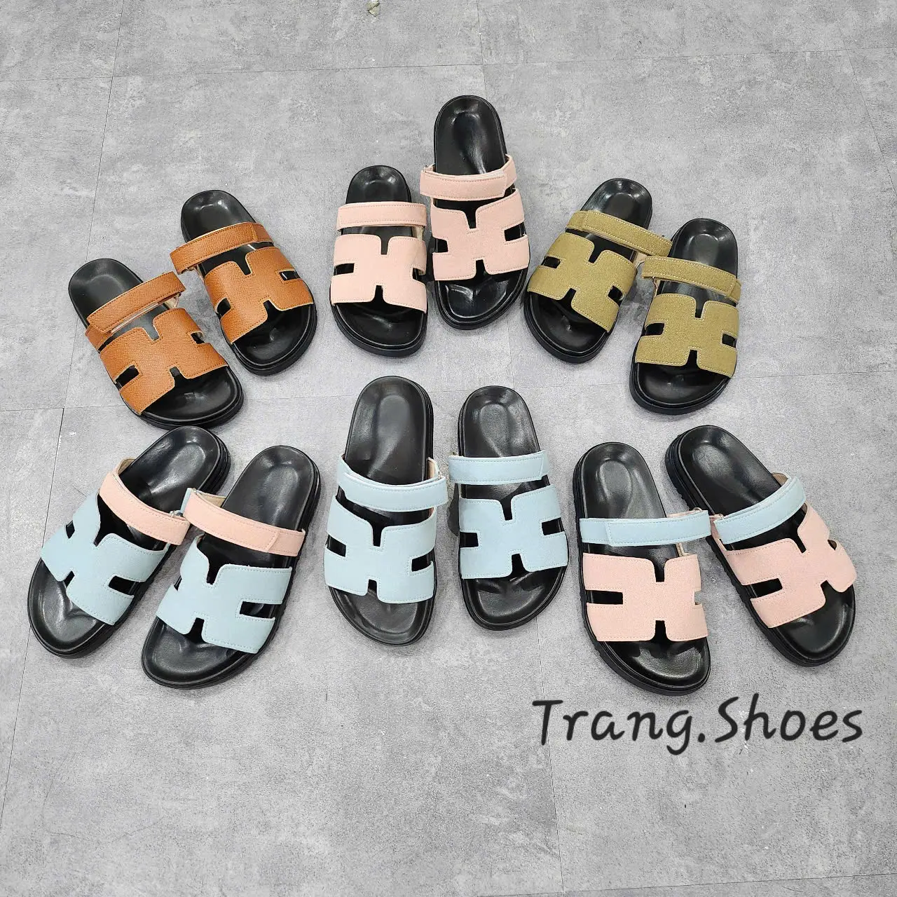 Dép Lê Quai Ngang Chữ  H phiên bản cá tính nhiều mầu sắc trẻ trung năng động đế cao 2cm! pastel