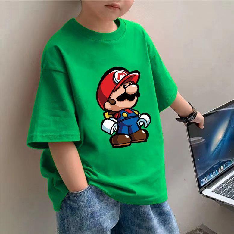 Áo Thun Bé Trai, Quần Áo Trẻ Em, Chất Liệu Cotton, Mặc Mùa Hè, Hàng Mới Về, Tay Lửng Áo, Áo Hoạt Hình, Dáng Rộng Vừa Vặn, Thích Hợp Cho Trẻ Em Và Thanh Thiếu Niên, Áo Thun ngắn Tay 2