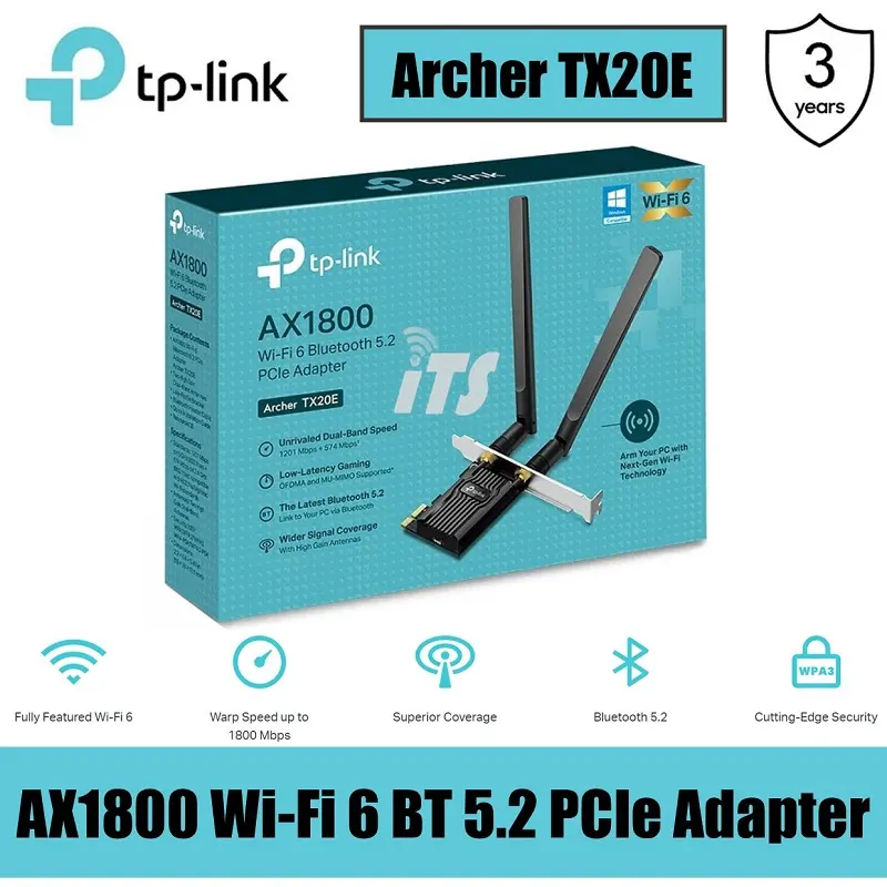 TP-Link AX1800 Wi-Fi 6 Bluetooth 5.2 PCIe Adapter (Archer TX20E) Office