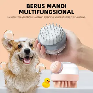 Pembersih Bulu Sikat Mandi Silikon Anjing & Kucing: Penghilang Kotoran, Pijat Relaksasi, Cuci Efektif Bulu Hewan Peliharaan Model XYZ, Panjang 15cm, Berat 100g
