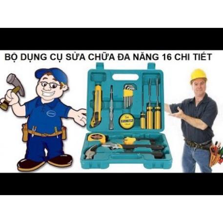 Bộ dụng cụ sửa chữa đa năng, kìm búa tô vít mỏ lết lục giác bút thử điện thước băng keo dao sẵn