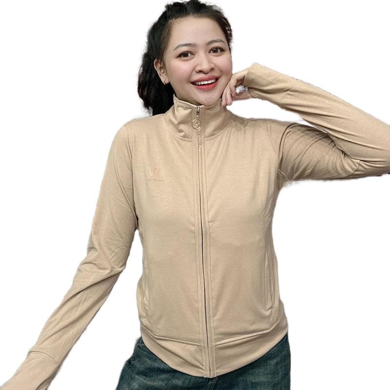 Áo khoác nữ, in uv không nón,Vải Cotton mỏng, mát mềm, 6 túi - C15