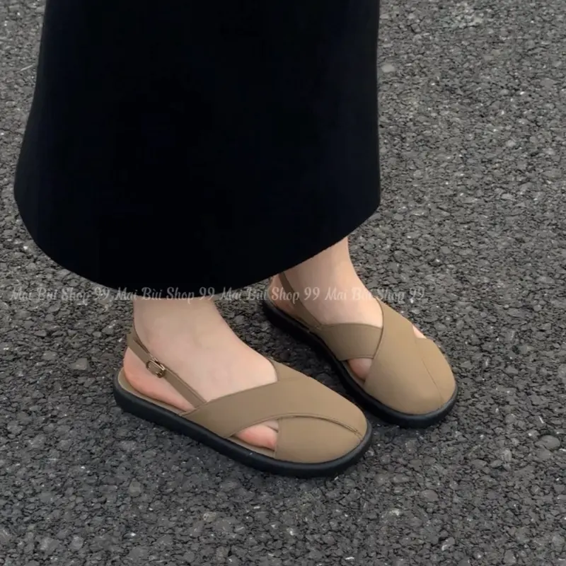 [ D122 - Chuẩn size Cao 2cm ] Sandal  Dép nữ đan chéo đế cao 2cm sang chảnh phong cách hàn quốc sục nữ  2025 Shoes Sandal hè