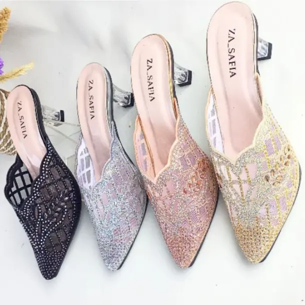 ABZR20 SN09 - Sepatu Bapau Wanita Heels Kaca 5 cm Kokop Payet 0