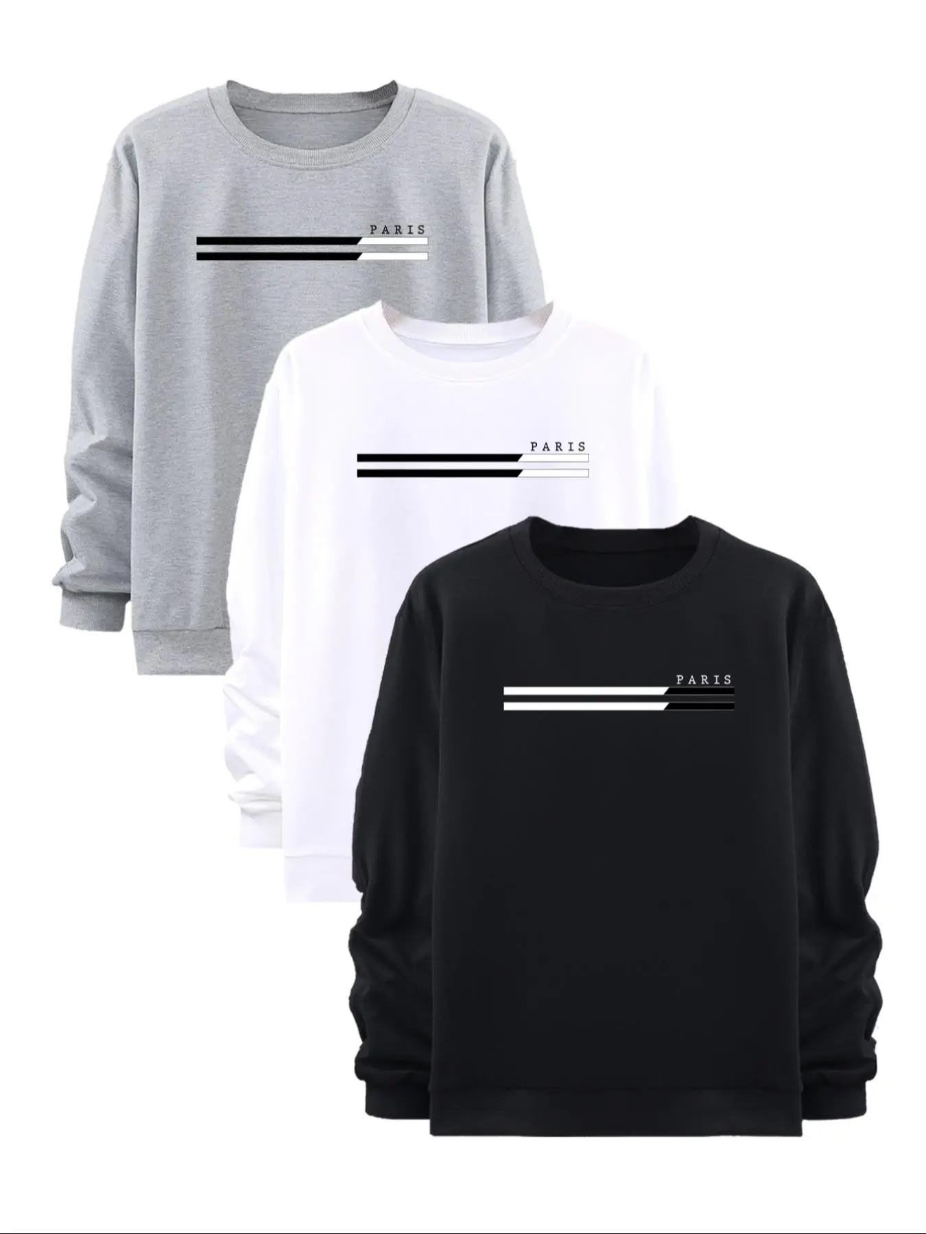 Men's Letter Print Round Neck Sweatshirt, Casual Long Sleeve Crew Neck Pullover for Fall & Winter, Men's Clothes for Daily Wear