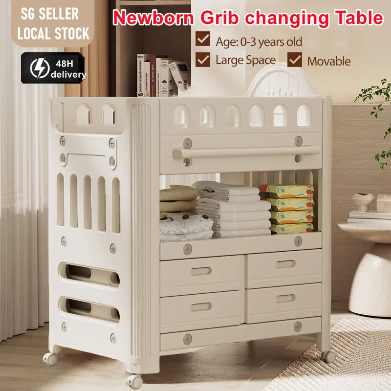 Diaper Changing Table Movable Baby Changing Table Multi-Functional Baby Bed Bath Bed Diaper Changing Station