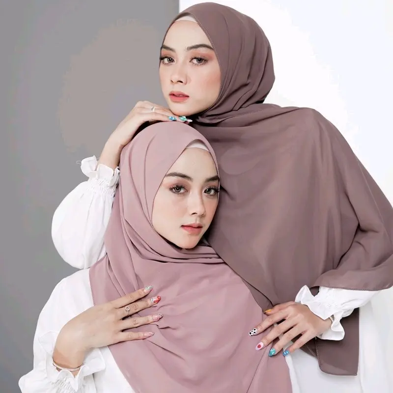 HIJAB PASHMINA CERUTY BABYDOLL PREMIUM 180cm × 75cm Cantik Ciput Muslim Kerudung Ceruti Hitam Syari Instan