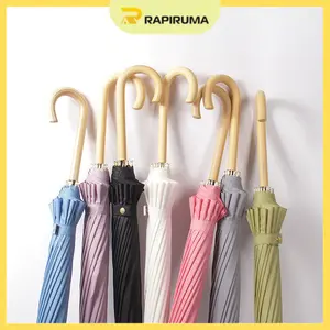Payung Besar Japanese Style Gagang J Kayu Premium 16 Jari / Payung Model Jepang Estetik Premium 16 Jari Jumbo